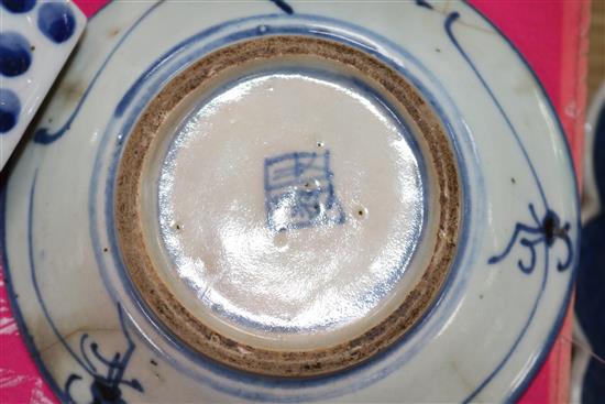 A quantity of mixed blue and white Chinese ceramics tallest 23cm